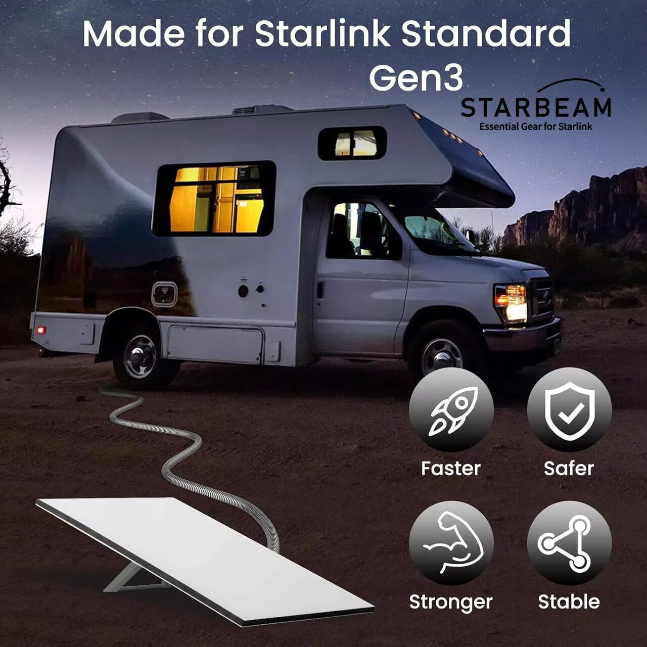 Starbeam Starlink Gen3 Outdoor Armoured Stainless Steel Sleeve Ethernet Cable