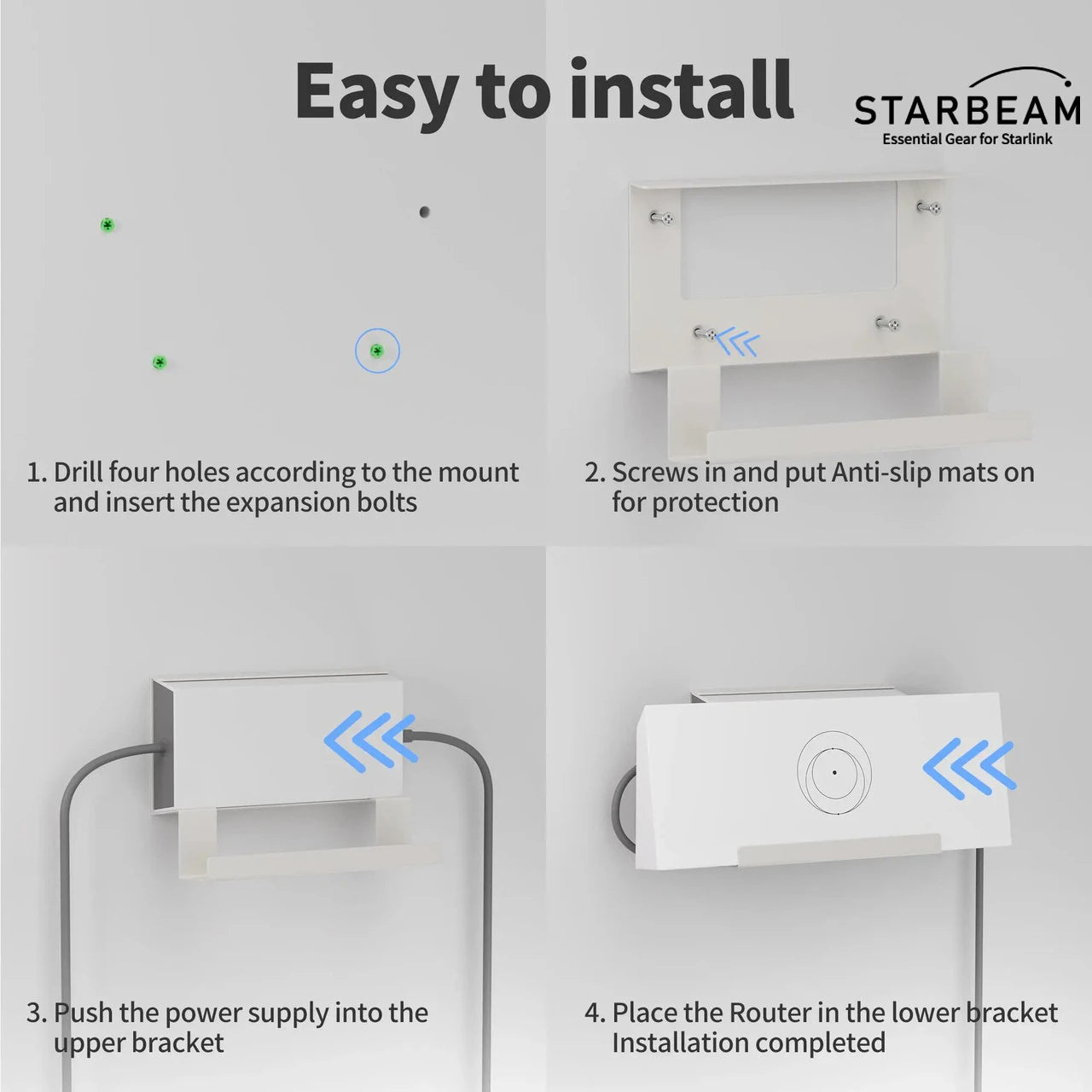 Starlink Gen 3 Space-Saving Router & Power Supply Wall Mount Kit