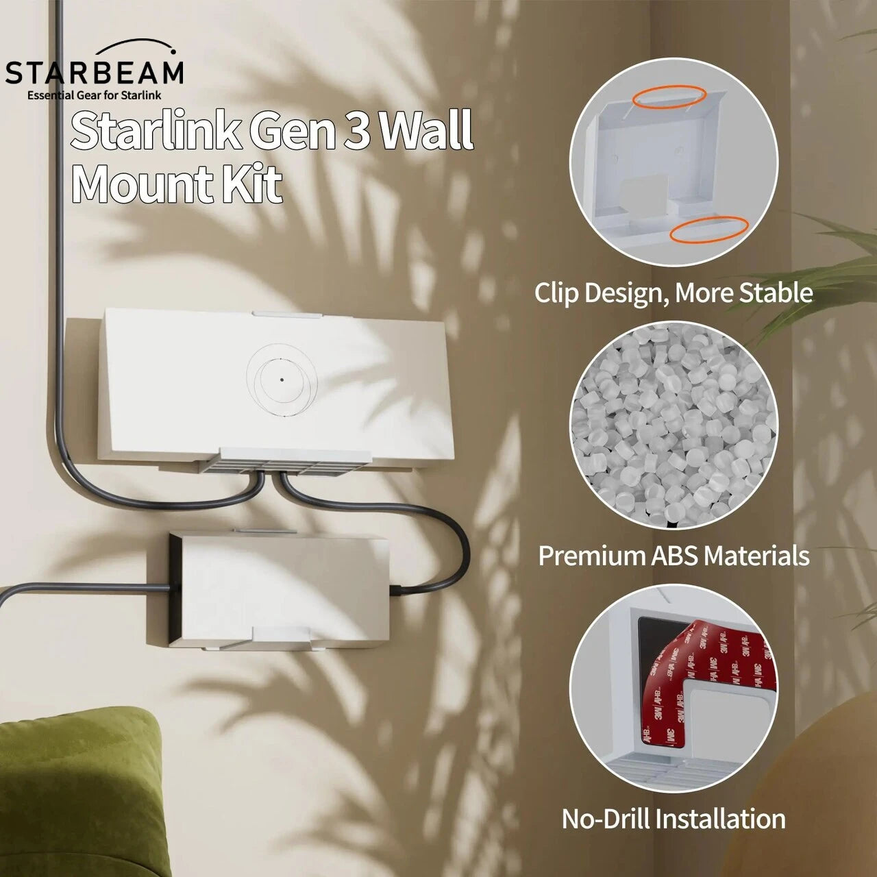 Starlink Gen3 Router & Power Supply Wall Mount Kit – Adhesive Mount