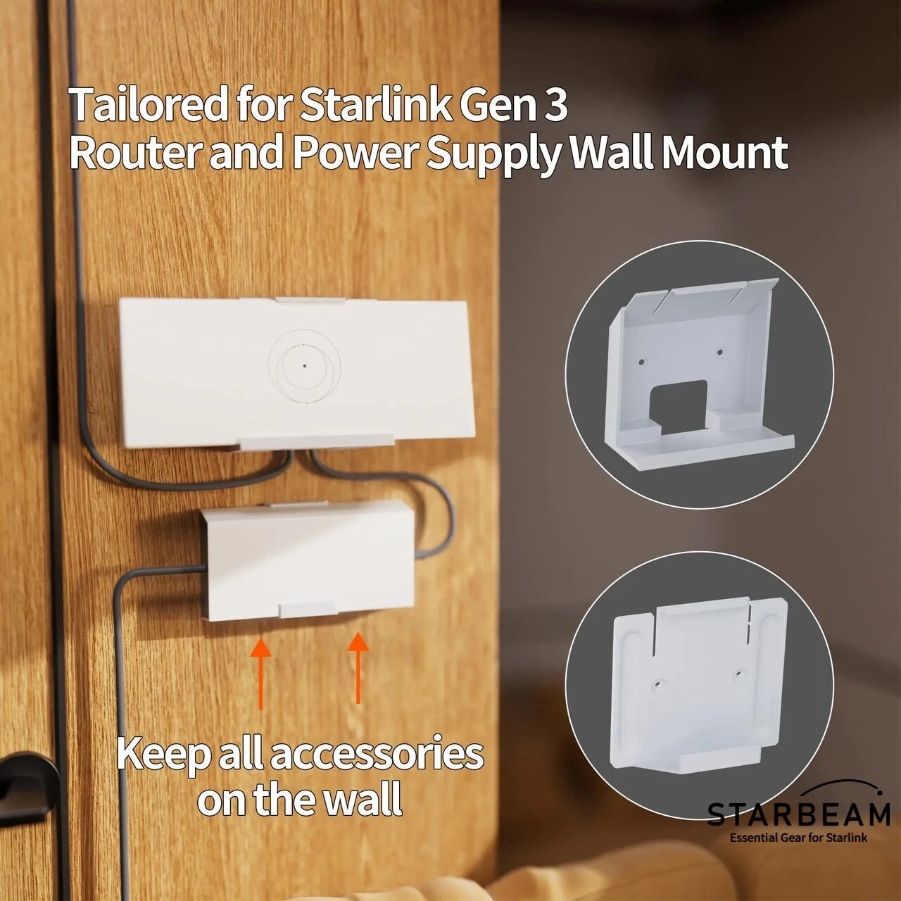 Starlink Gen3 Router & Power Supply Wall Mount Kit – Adhesive Mount