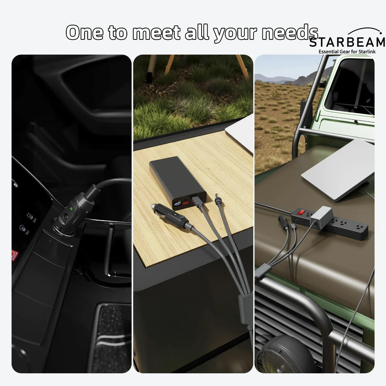 Starbeam Starlink Mini 3-in-1 Car Charger + DC + USB-C 3m Power Cord