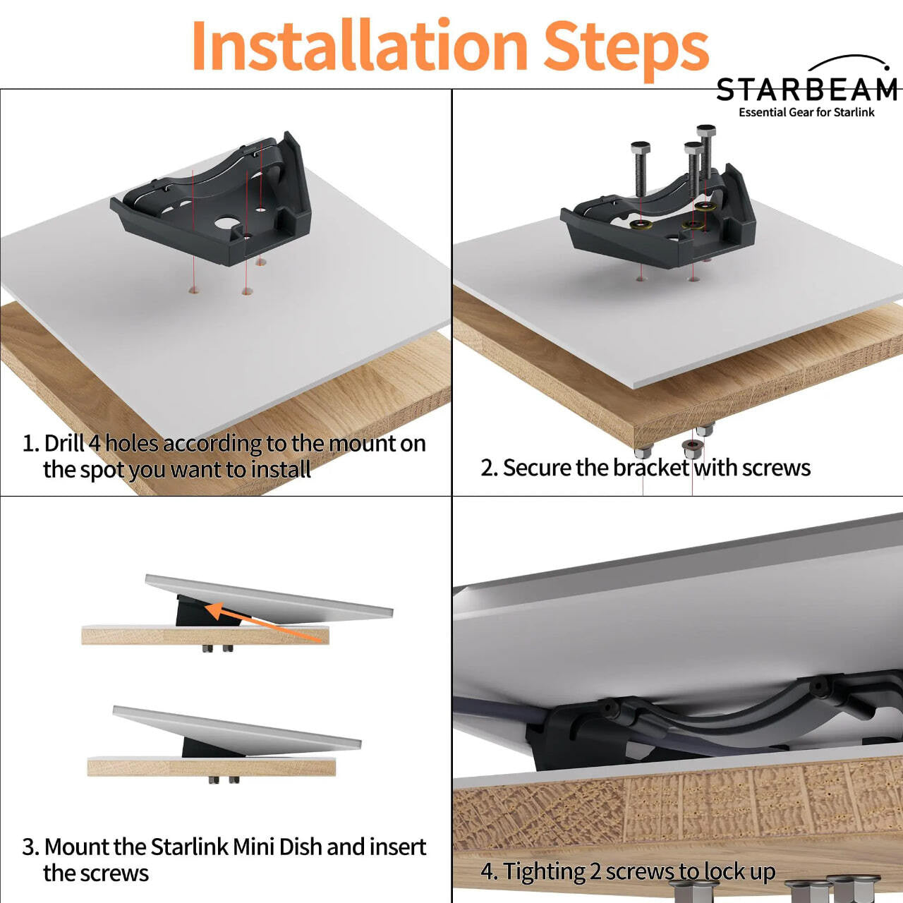 Starbeam Starlink Mini Mobility Anti-Theft Kickstand Mount - Aluminium