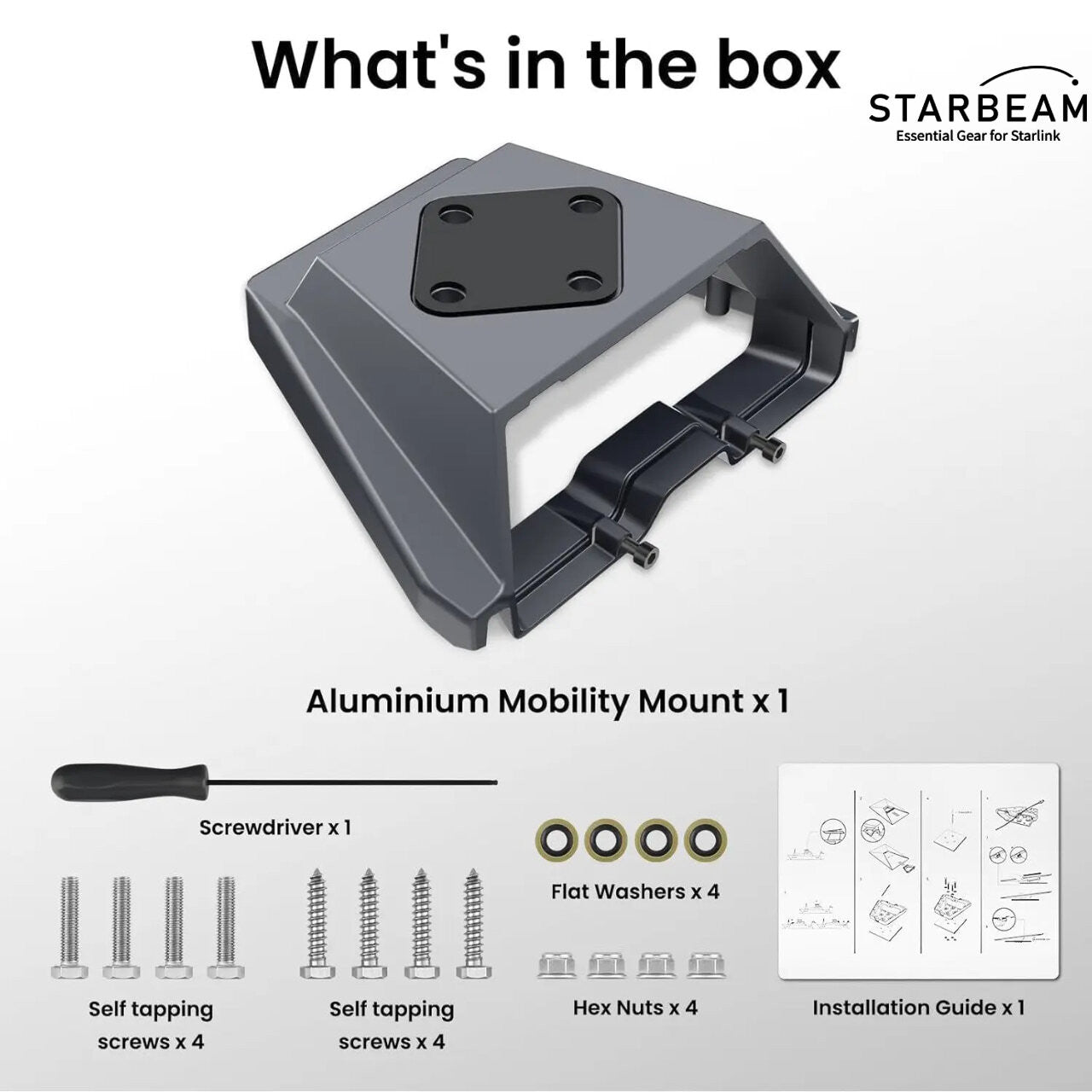 Starbeam Starlink Gen3 Standard Mobility Anti-Theft Kickstand Mount - Aluminium