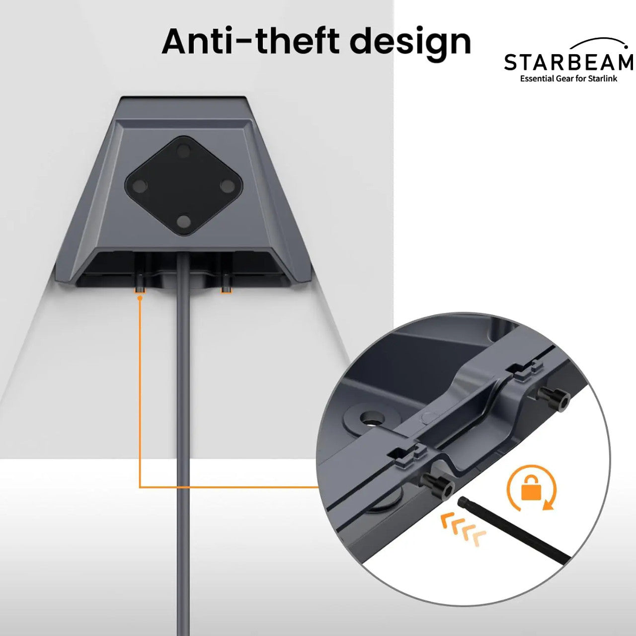 Starbeam Starlink Gen3 Standard Mobility Anti-Theft Kickstand Mount - Aluminium