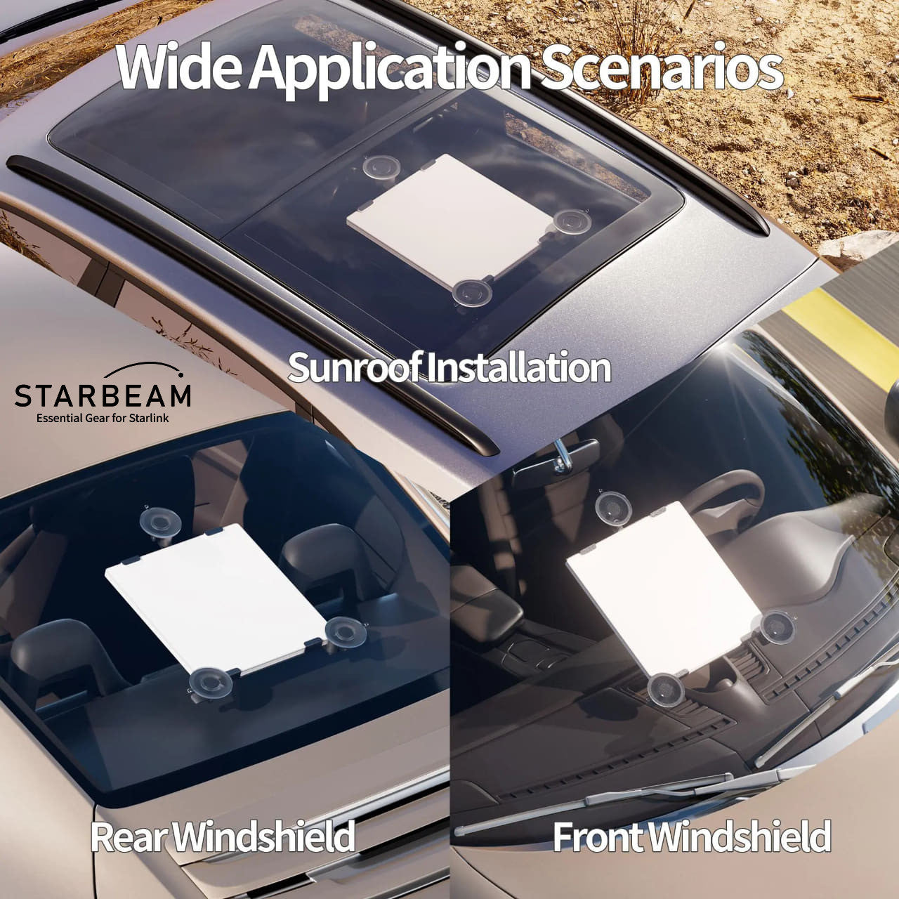 Starbeam Starlink Mini 3 Suction Cup Mount for Vehicle Sunroof or Window