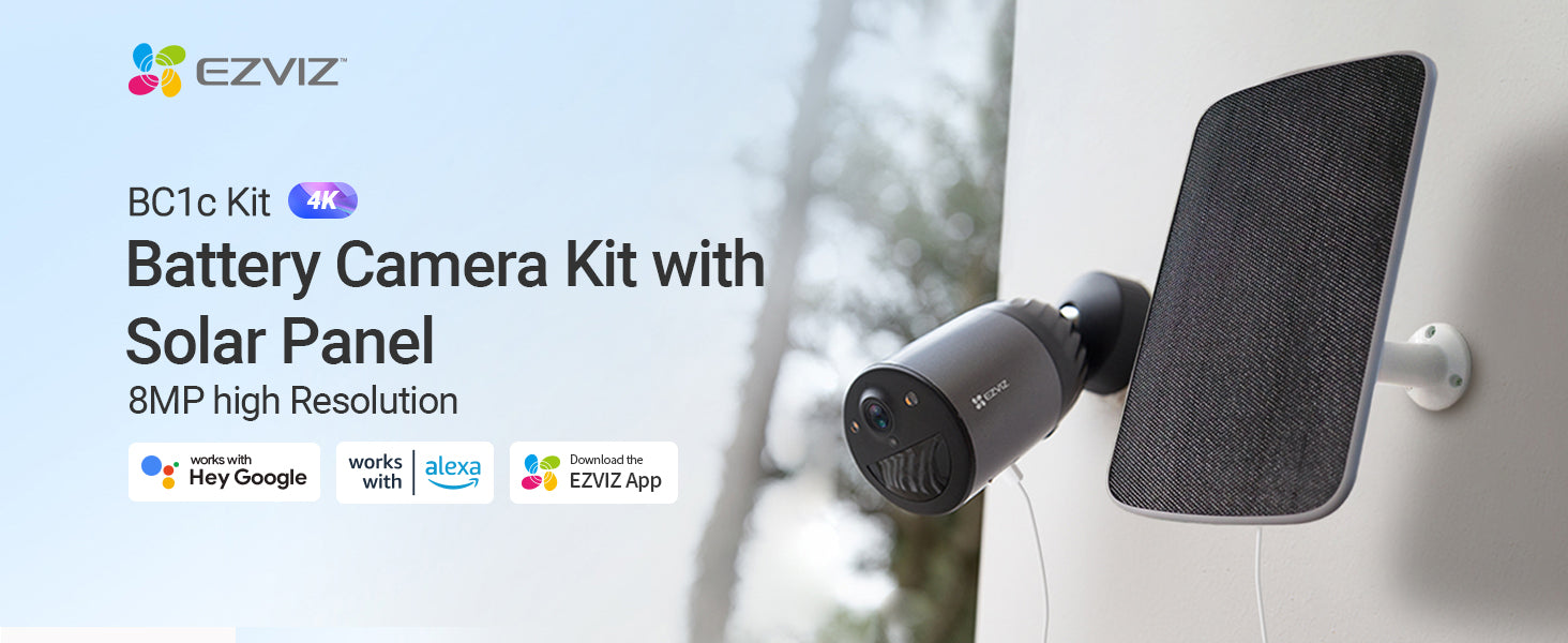 Ezviz Pro 4K 8MP Camera Kit with Solar Panel & Rechargeable Battery