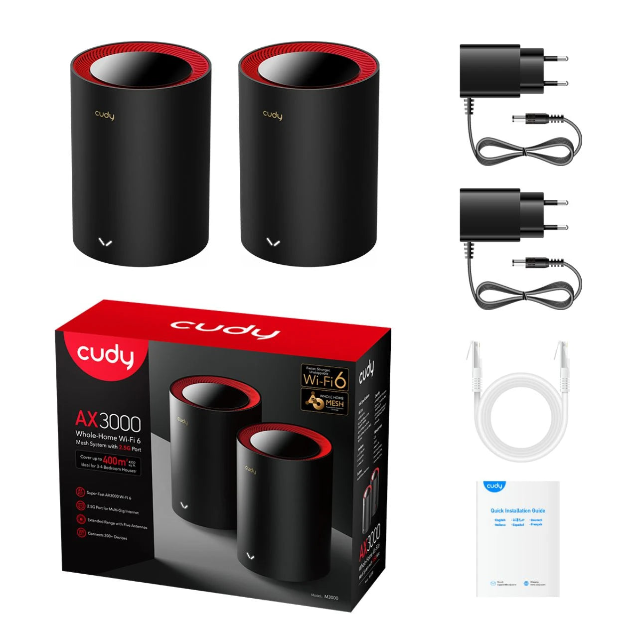 Cudy M3000 AX3000 WiFi 6 Mesh 2.5G Solution Black